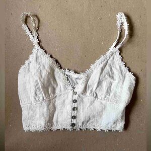 White Lace Trimmed Women's Top